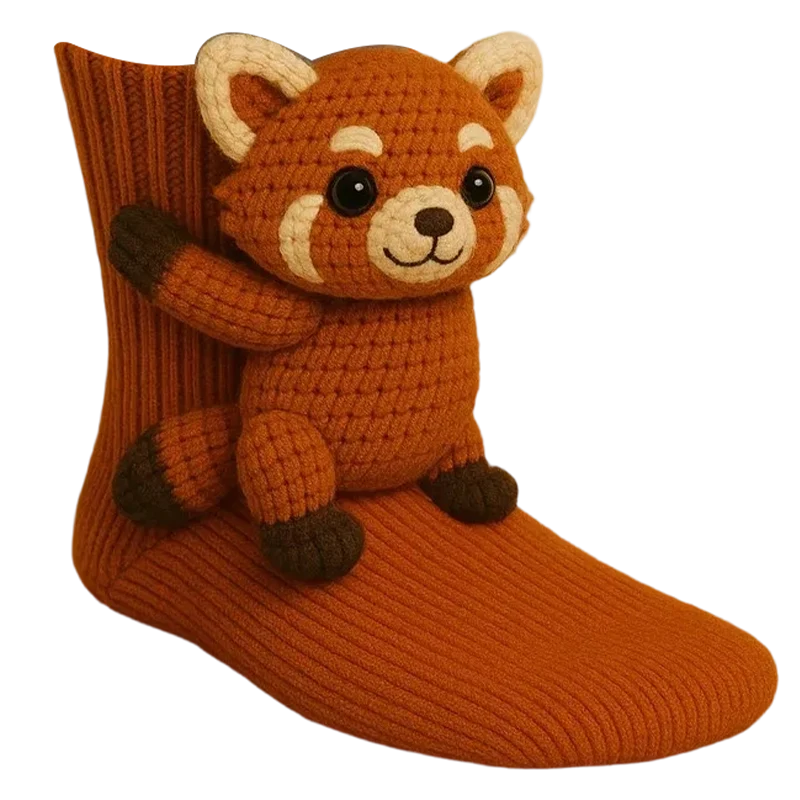 Plush Animal Socks 3D Huggable Plush Lining & Elastic Cuff