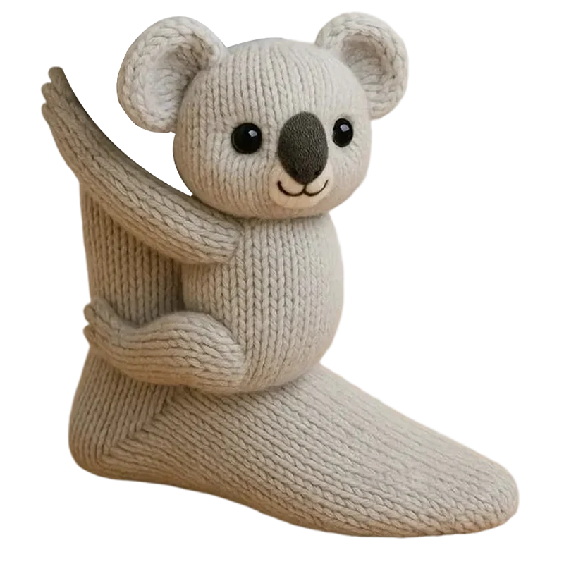 Plush Animal Socks 3D Huggable Plush Lining & Elastic Cuff