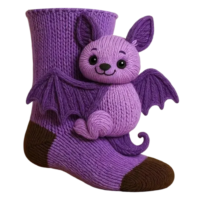 Plush Animal Socks 3D Huggable Plush Lining & Elastic Cuff