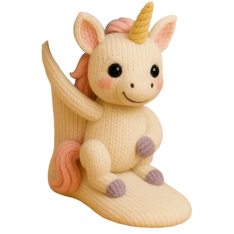 Plush Animal Socks 3D Huggable Plush Lining & Elastic Cuff