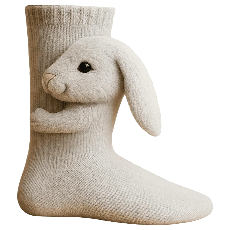 Plush Animal Socks 3D Huggable Plush Lining & Elastic Cuff
