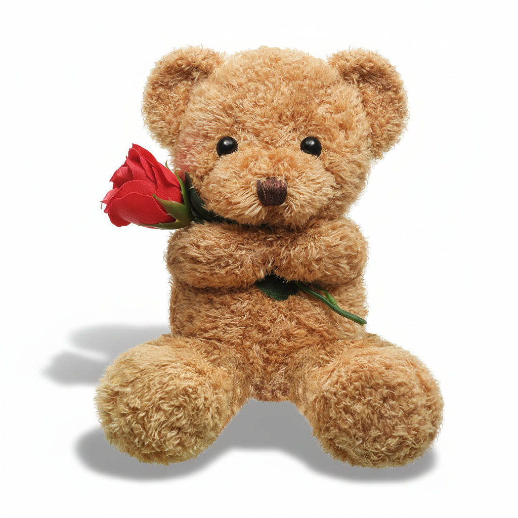 Plush Bear Rose Design Surface Washable