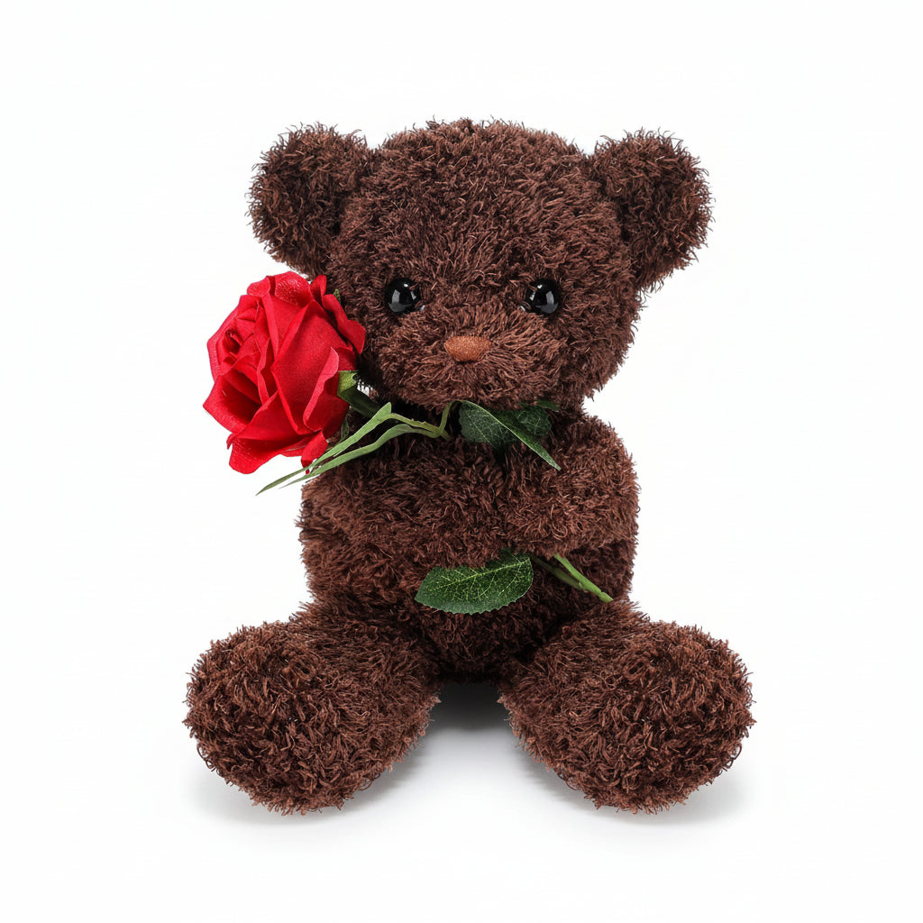 Plush Bear Rose Design Surface Washable