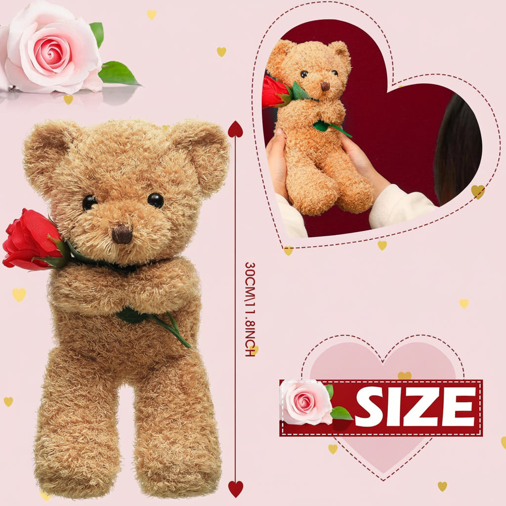 Plush Bear Rose Design Surface Washable