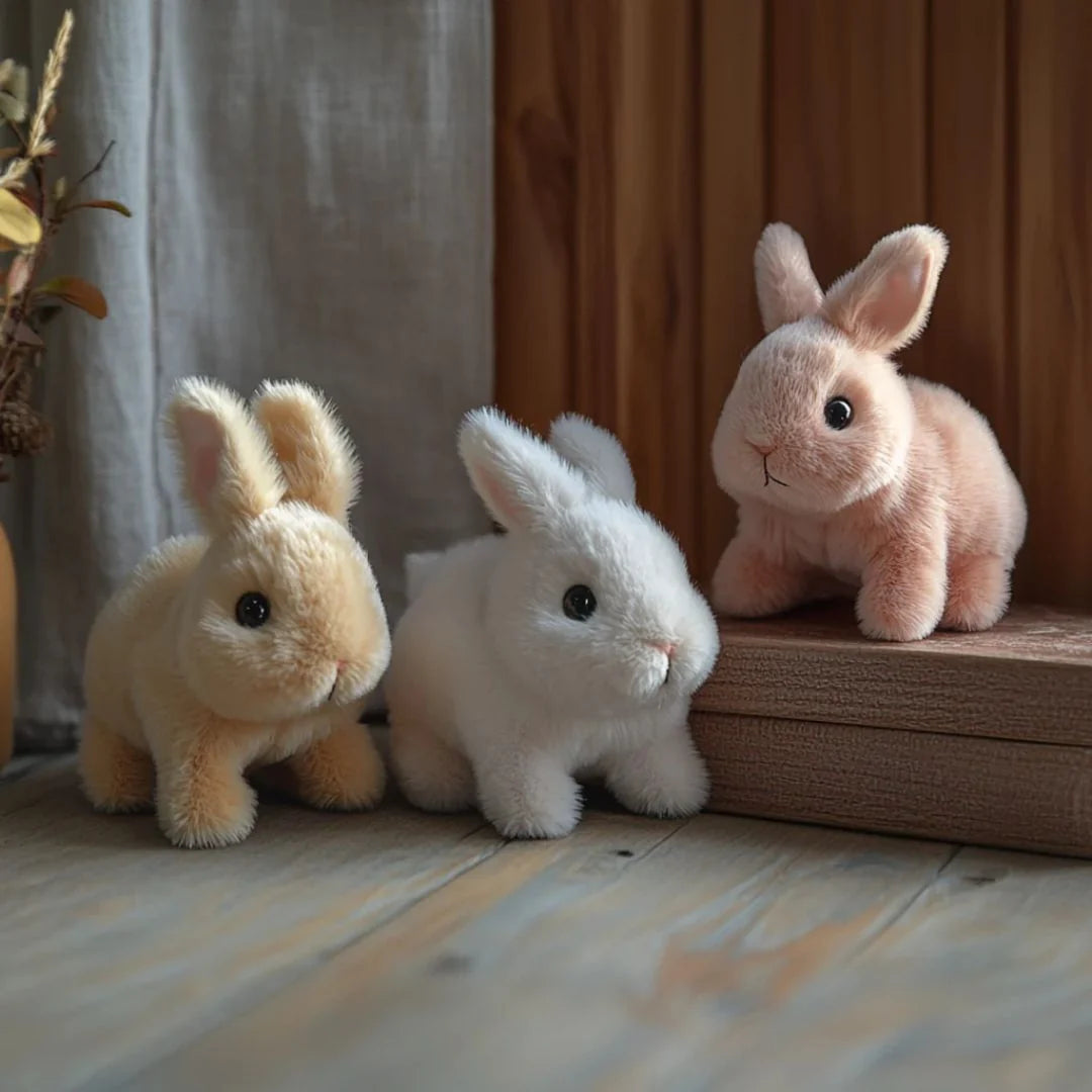 Plush Bunny Lifelike Hopping & Ear Wiggling Battery-Free