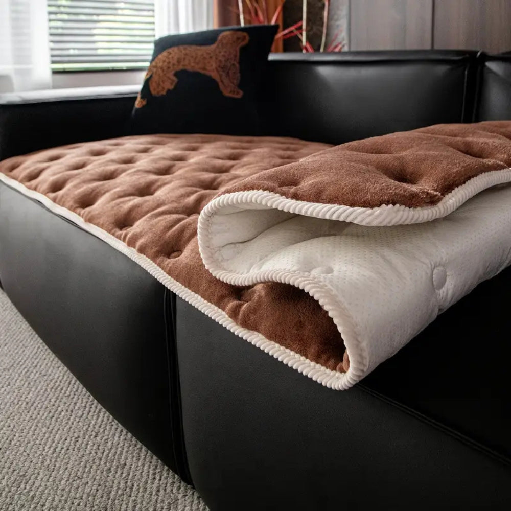 Plush Button-Tufted Microfiber Sofa Cover (Machine Washable)