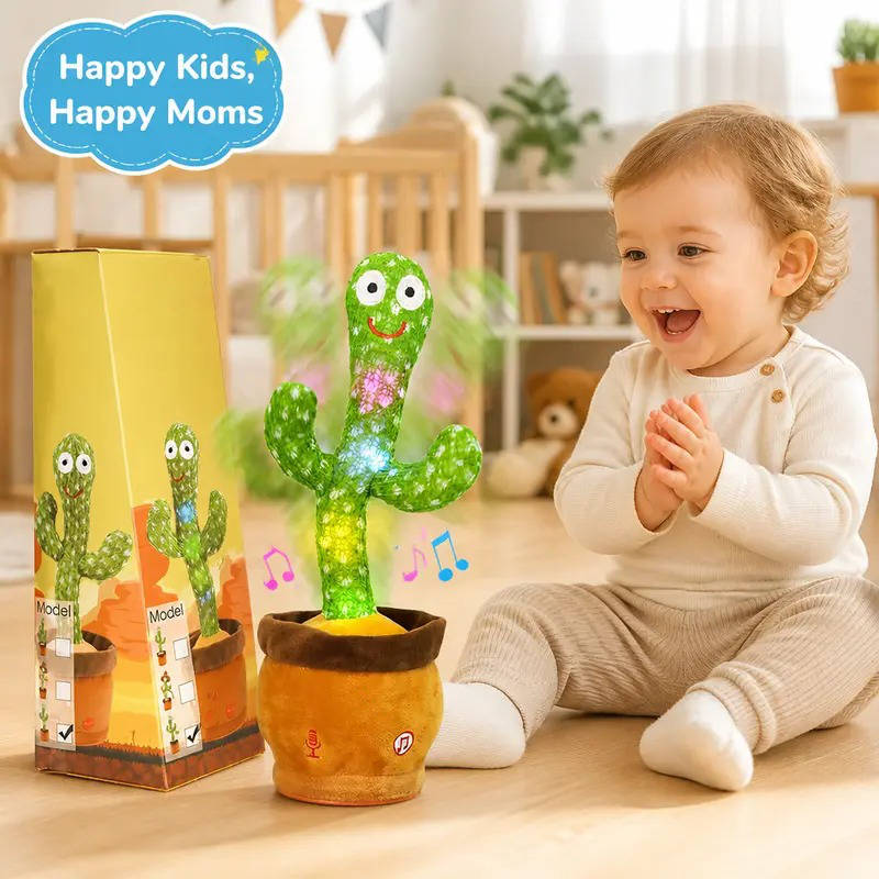 Plush Cactus Toy Organic Cotton Voice-Record & Playback
