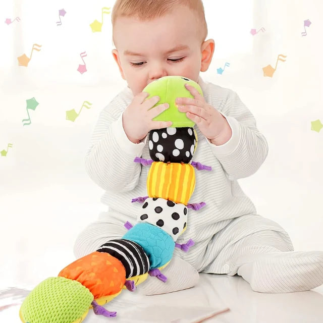 Plush Caterpillar Toy Musical Rattle & Crinkle