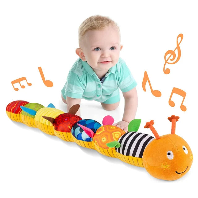 Plush Caterpillar Toy Tummy Time Musical Crinkle & Rattle