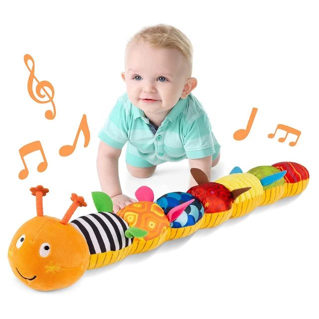 Plush Caterpillar Toy Tummy Time Musical Crinkle & Rattle