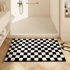 Plush Checkered Microfiber Bath Mat (Non-Slip Backing)