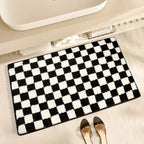 Plush Checkered Microfiber Bath Mat (Non-Slip Backing)