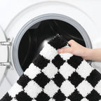 Plush Checkered Microfiber Bath Mat (Non-Slip Backing)