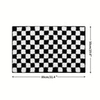 Plush Checkered Microfiber Bath Mat (Non-Slip Backing)