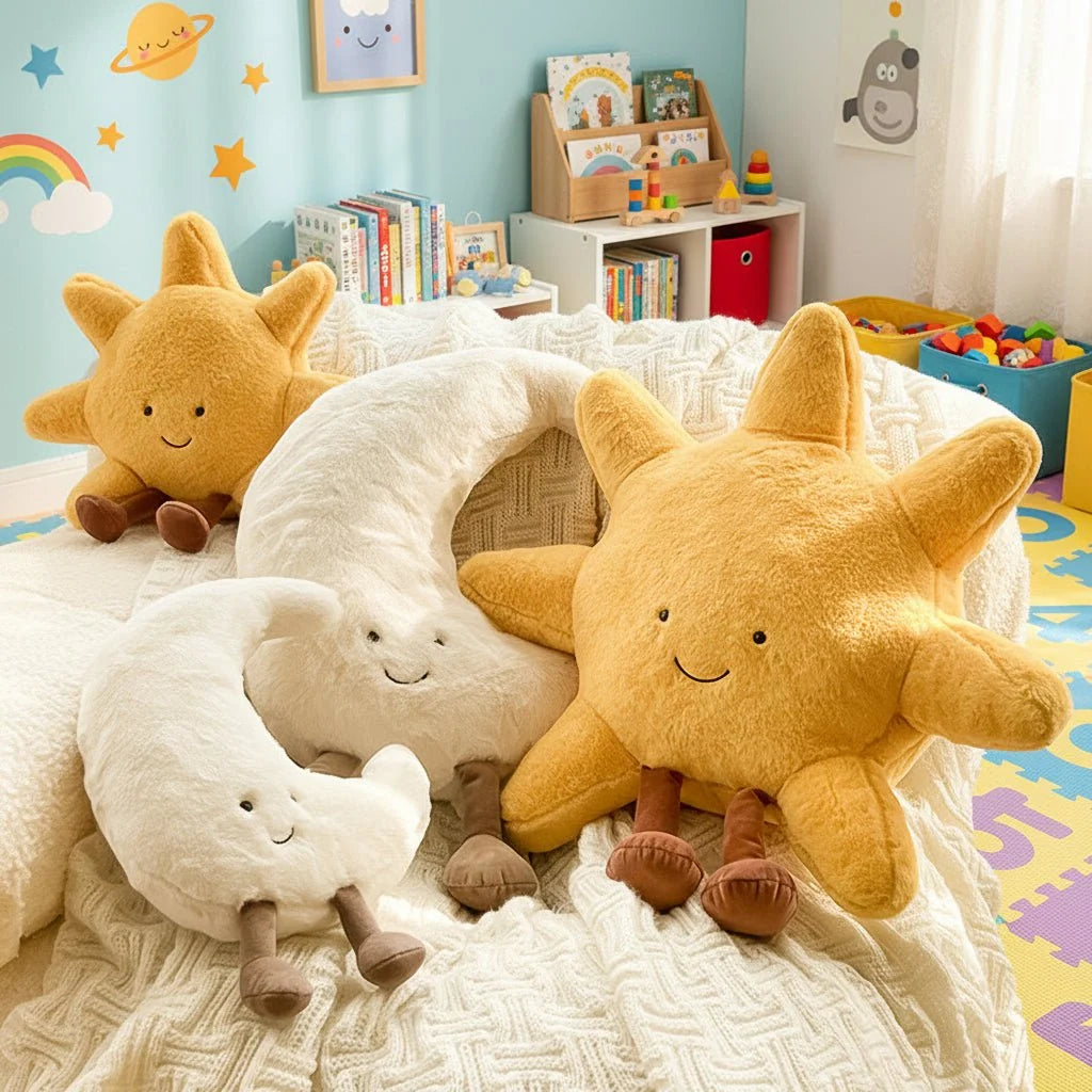 Plush Cushion Sun & Moon Face Two Sizes