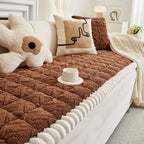 Plush Diamond-Quilted Microfiber Sofa Protector (Anti-Slip Backing)