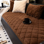 Plush Diamond-Stitched Microfiber Sofa Cover (Non-Slip Backing)