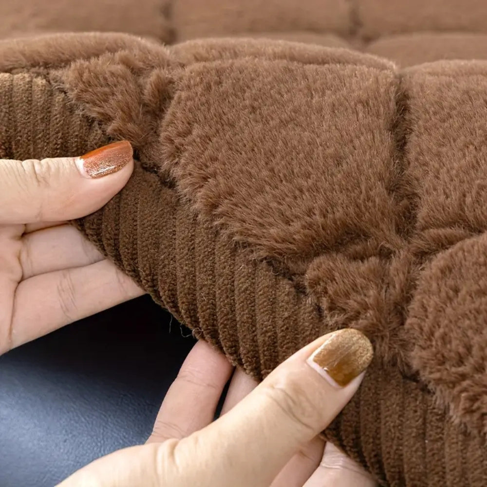 Plush Diamond-Stitched Sofa Cover (Non-Slip Backing, Machine-Washable)