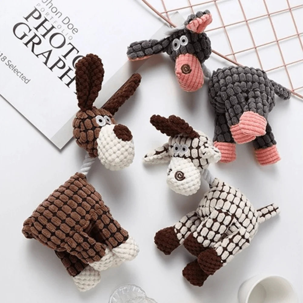 Plush Dog Toy Chew-Resistant Interactive 6 Animal Designs