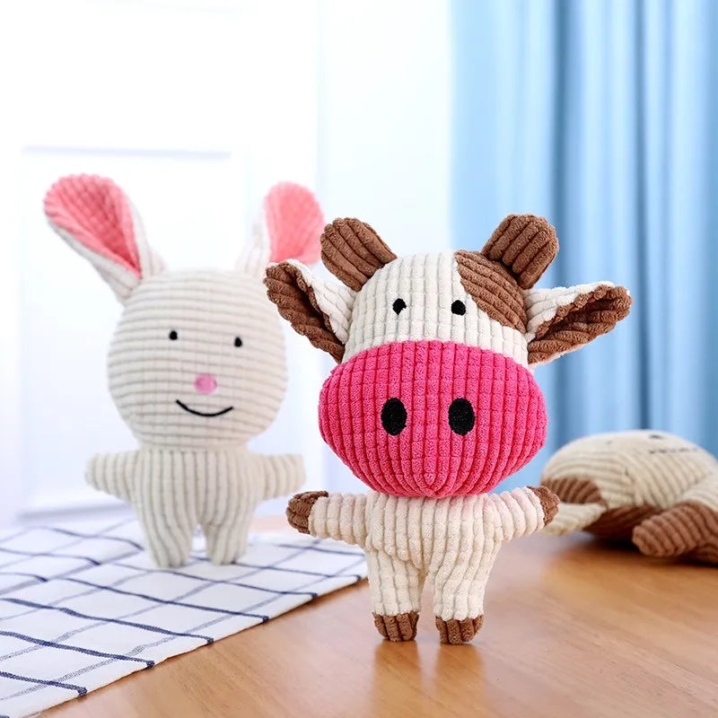 Plush Dog Toy Chew-Resistant Interactive 6 Animal Designs