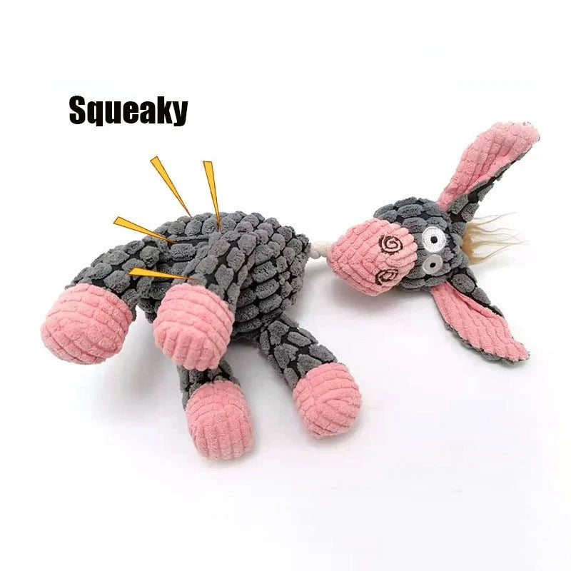 Plush Dog Toy Chew-Resistant Interactive 6 Animal Designs