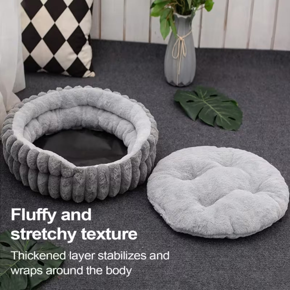 Plush Donut Nest Pet Bed (Removable Washable Mat)