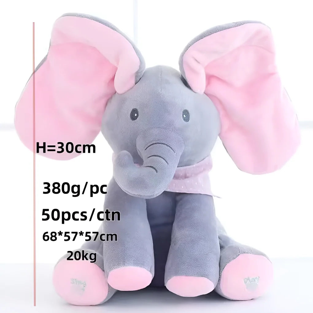 Plush Elephant Toy Flapping Ears & Peek-A-Boo Sounds