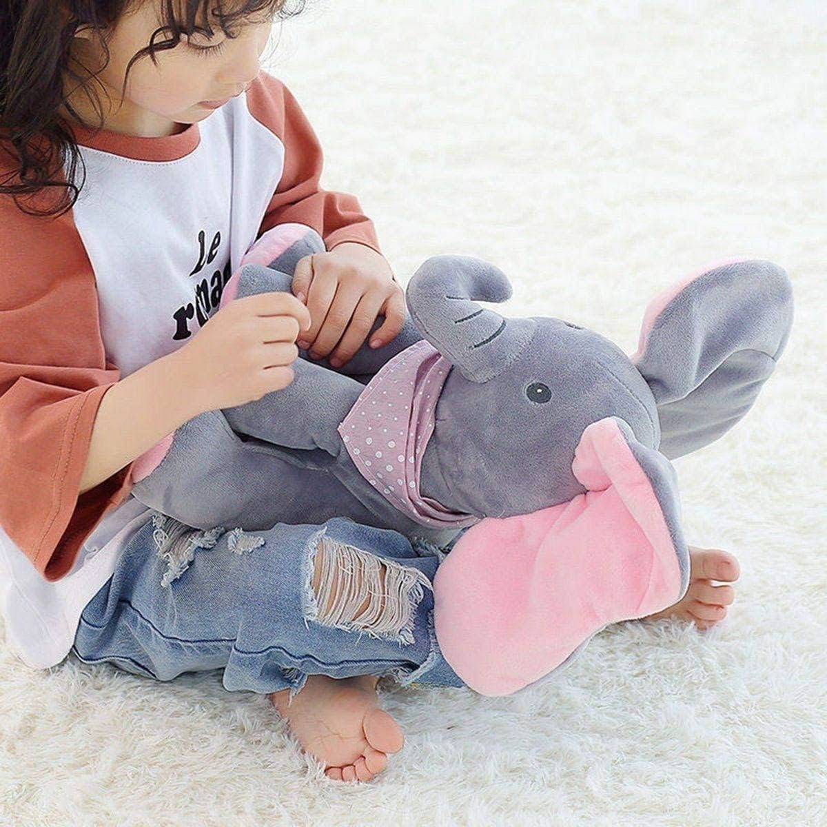 Plush Elephant Toy Foot-Activated Buttons & Animated Ears
