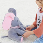 Plush Elephant Toy Foot-Activated Buttons & Animated Ears