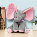 Plush Elephant Toy Peek-A-Boo Ears & Foot-Activated Sounds