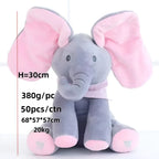 Plush Elephant Toy Peek-A-Boo Ears & Foot-Activated Sounds