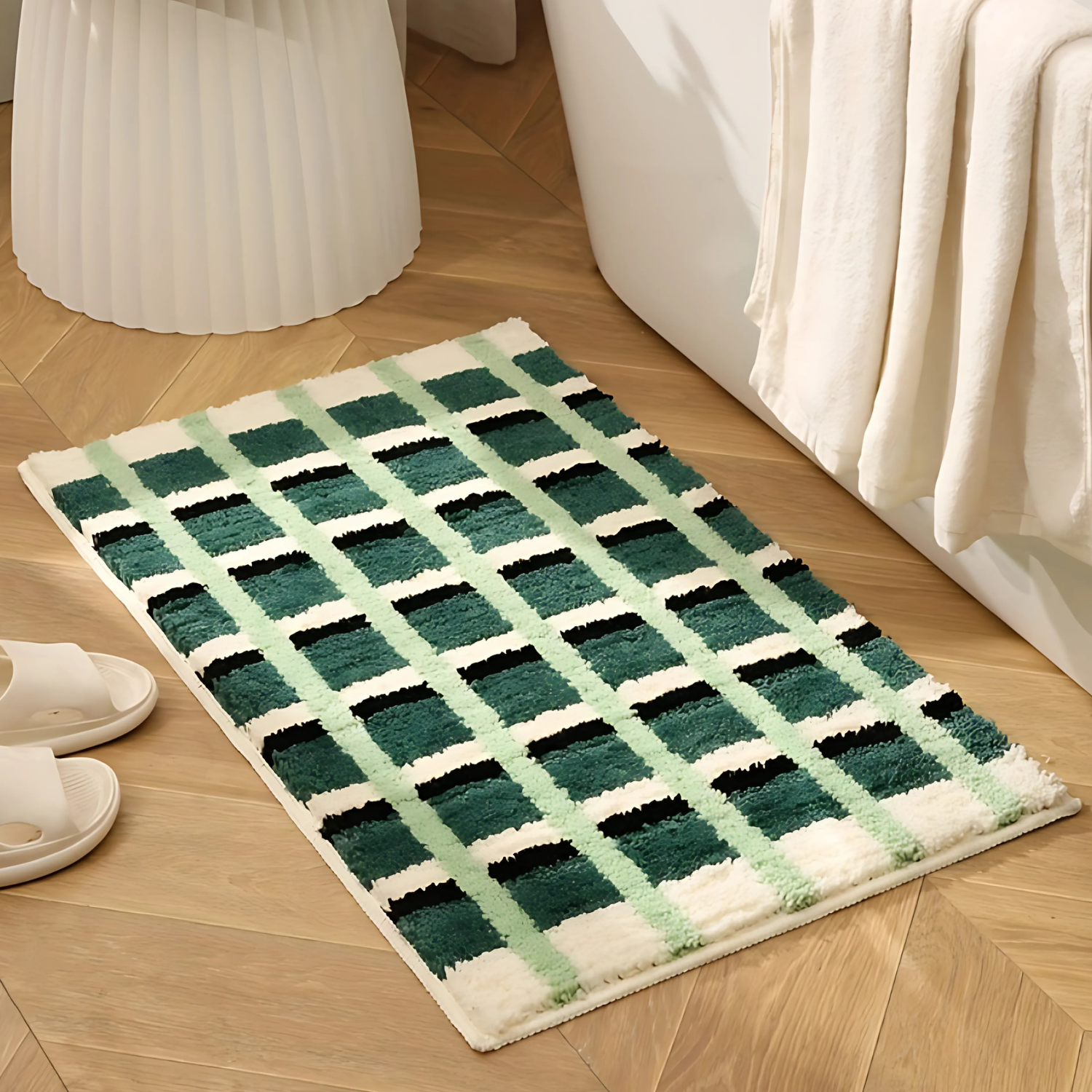 Plush Flocked Anti-Slip Bath Mat (Machine-Washable)