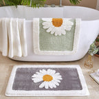 Plush Floral Microfiber Non-Slip Bath Mat (Machine Washable)
