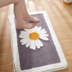 Plush Floral Microfiber Non-Slip Bath Mat (Machine Washable)
