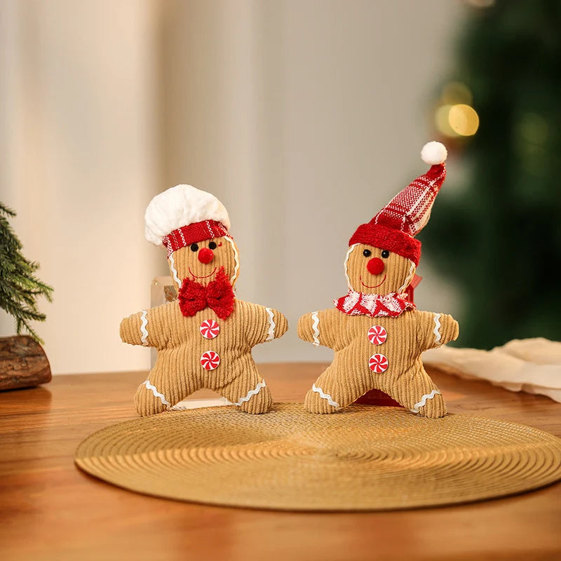 Plush Gingerbread Figure Soft Durable Fabric No Assembly