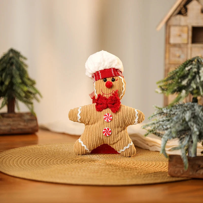 Plush Gingerbread Figure Soft Durable Fabric No Assembly