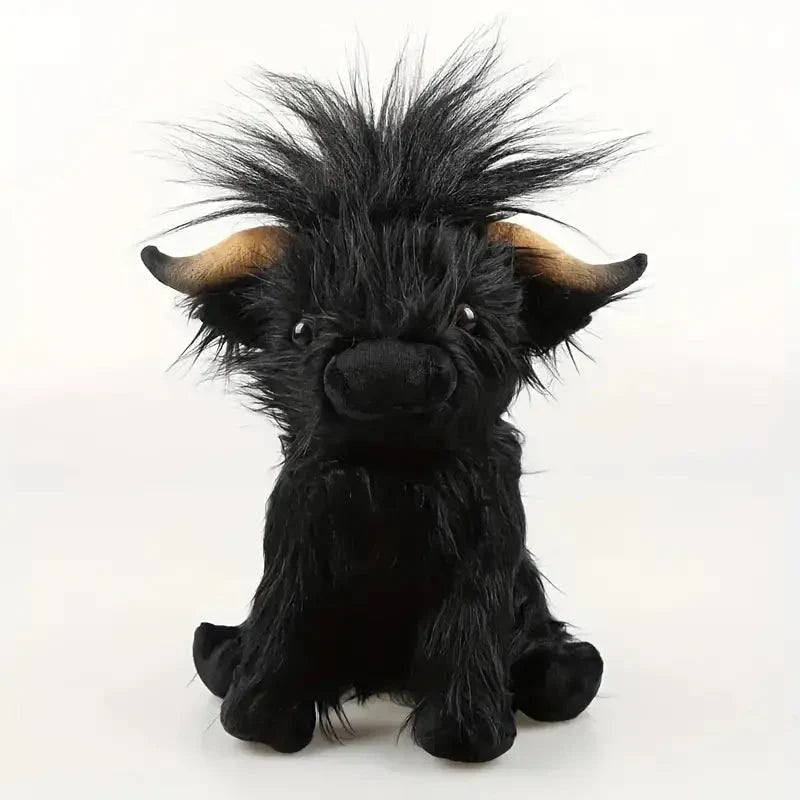 Plush Highland Cow Shaggy Faux Fur Curved Horns