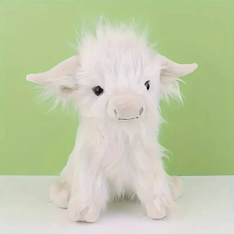 Plush Highland Cow Shaggy Faux Fur Curved Horns