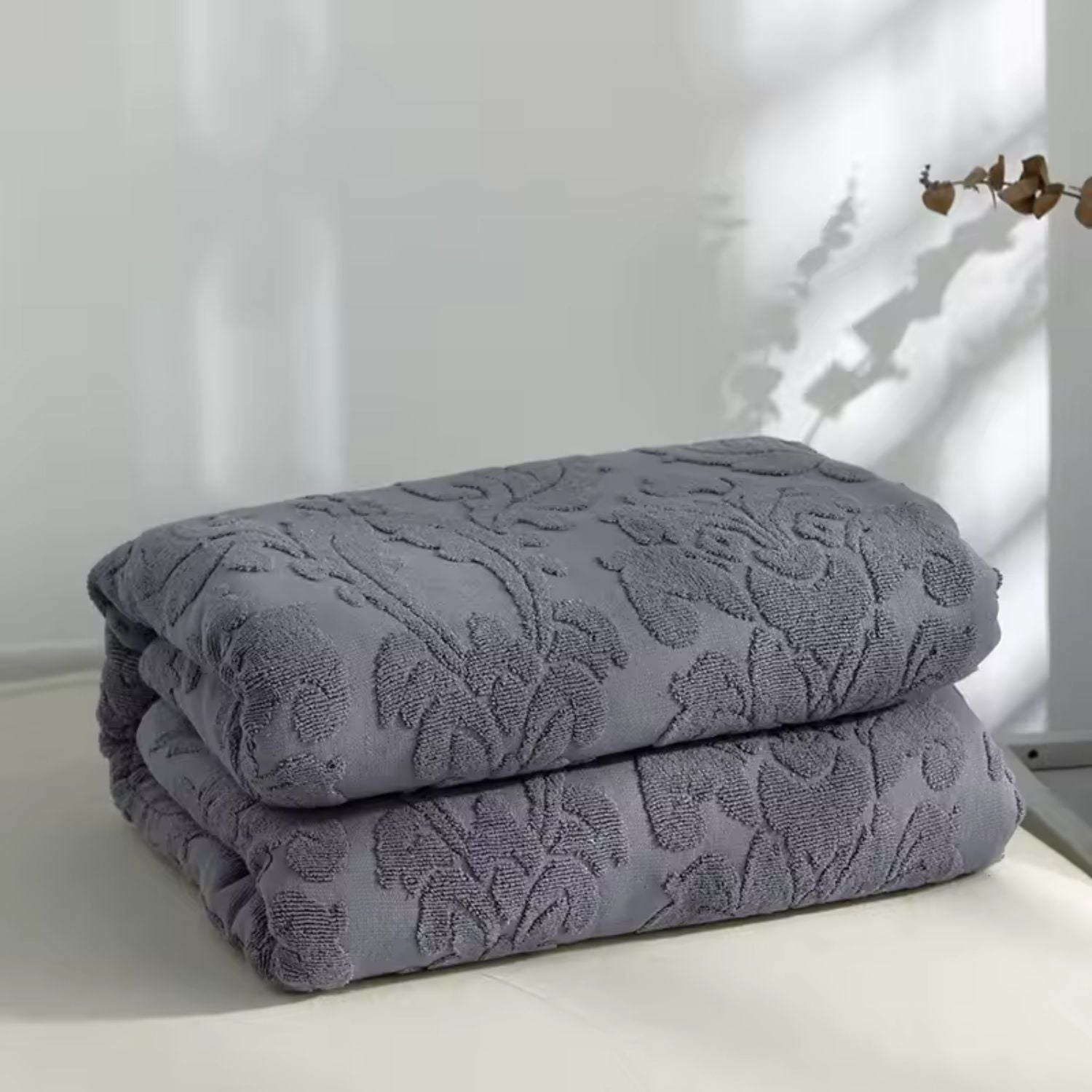 Plush Jacquard Floral Microfiber Throw Blanket