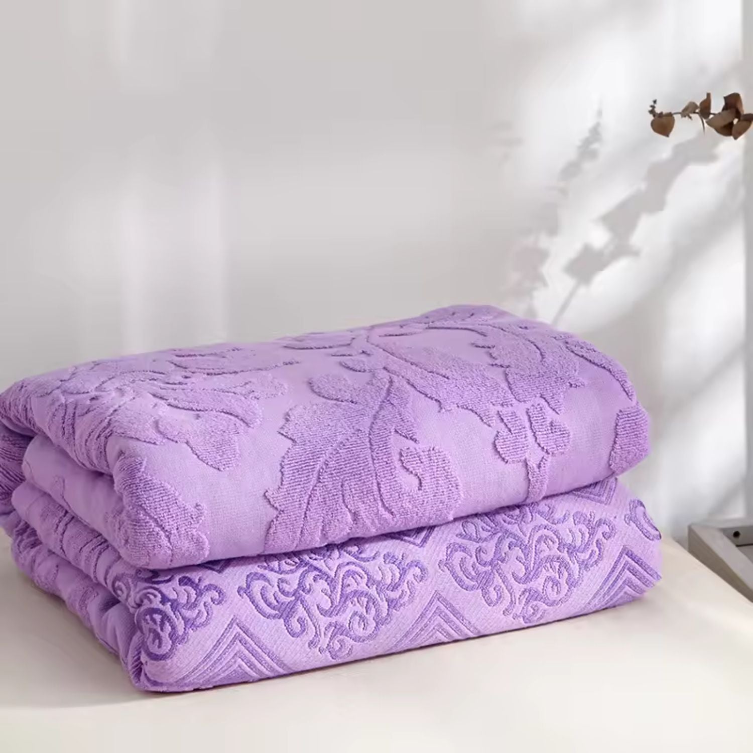 Plush Jacquard Floral Microfiber Throw Blanket