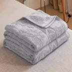 Plush Jacquard Floral Microfiber Throw Blanket
