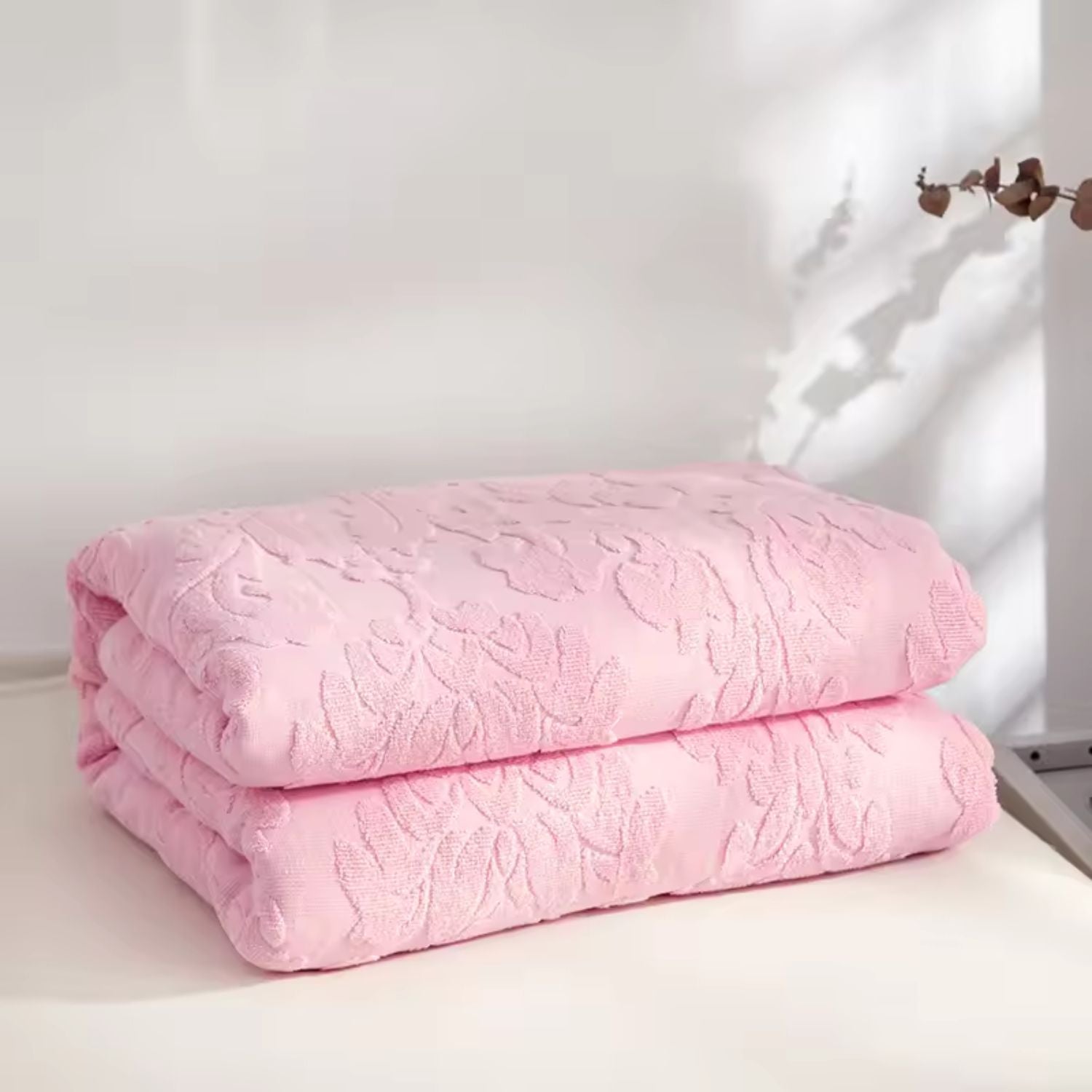 Plush Jacquard Floral Microfiber Throw Blanket