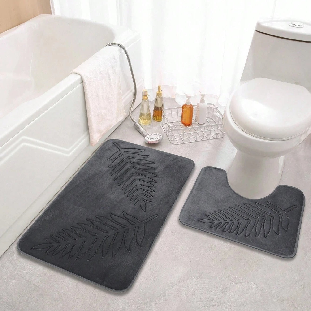 Plush Memory Foam & Non-Slip Bath Mat Set (2-Piece)