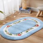 Plush Microfiber Absorbent & Non-Slip Bath Mat (Floral Oval)