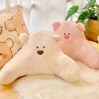 Plush Microfiber & Cotton-Filled Waist Backrest Cushion (Teddy-Shaped)