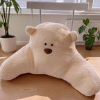 Plush Microfiber & Cotton-Filled Waist Backrest Cushion (Teddy-Shaped)