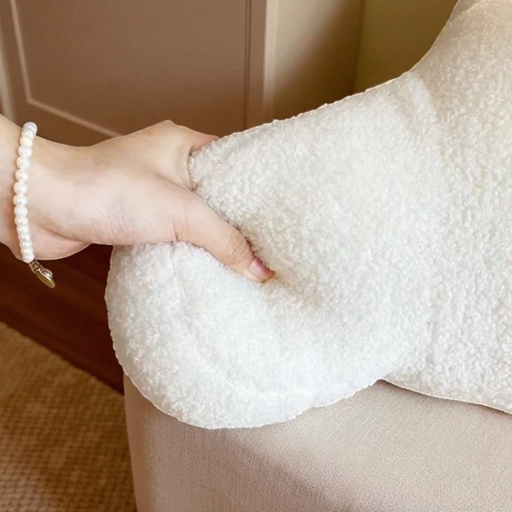 Plush Microfiber & Cotton-Filled Waist Backrest Cushion (Teddy-Shaped)