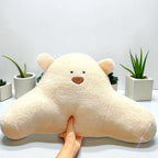 Plush Microfiber & Cotton-Filled Waist Backrest Cushion (Teddy-Shaped)