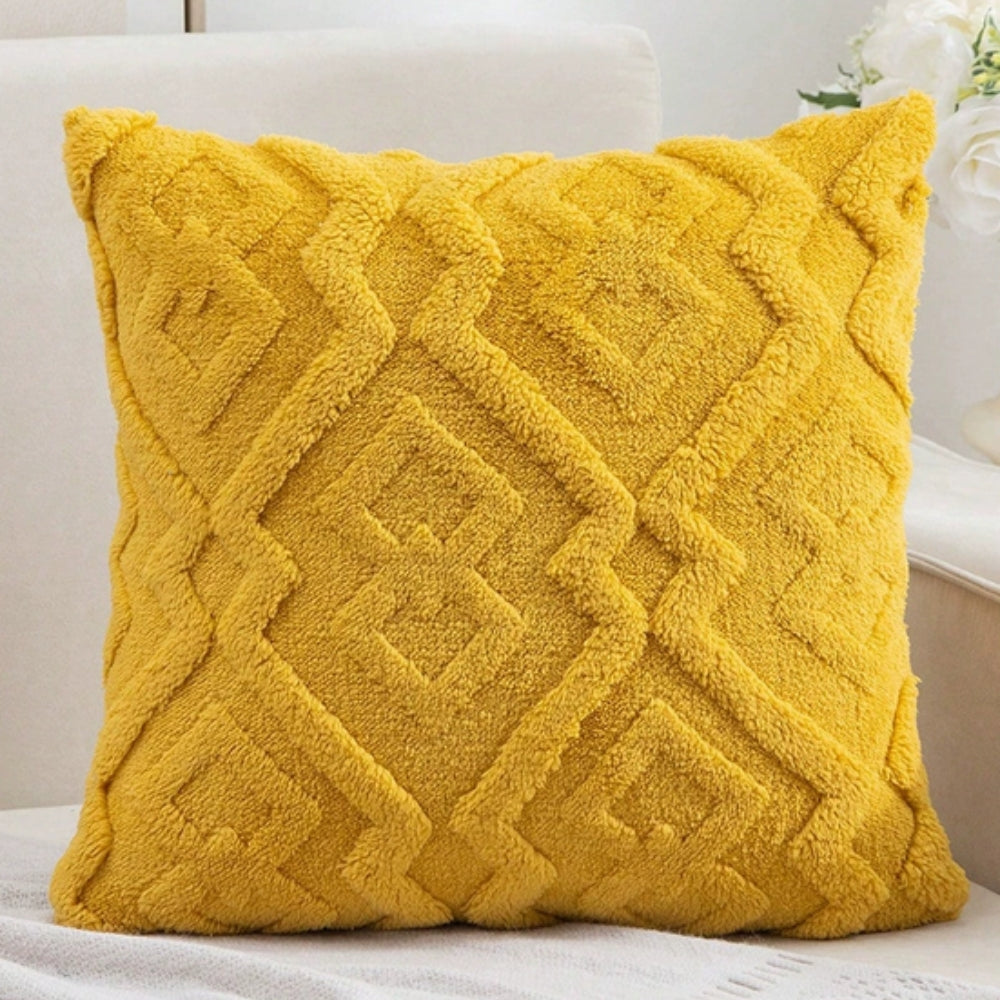 Plush Microfiber Diamond-Pattern Cushion Cover (18x18 in)