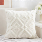 Plush Microfiber Diamond-Pattern Cushion Cover (18x18 in)